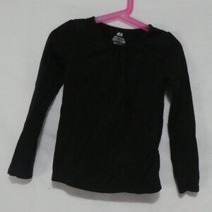 H&M - Basic - Organic Cotton | size 4-6 years | Solid Black Long Sleeve Shirt